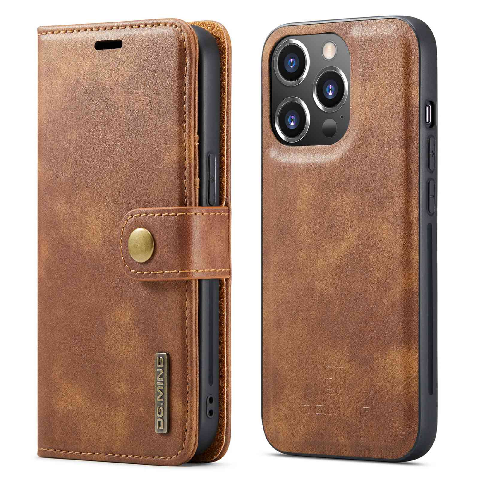 DG.MING For iPhone 14 Pro Max 6.7 inch Wallet Magnetic Detachable Case Split Leather Stand Flip Phone Cover