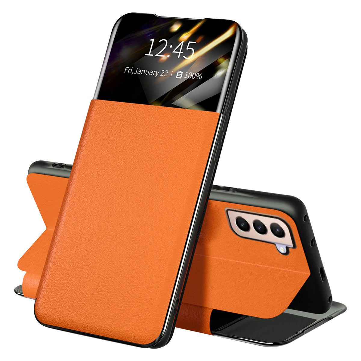 For Samsung Galaxy S21 FE 5G Card Slot Folio Flip Phone Case PU Leather View Window Stand Cover