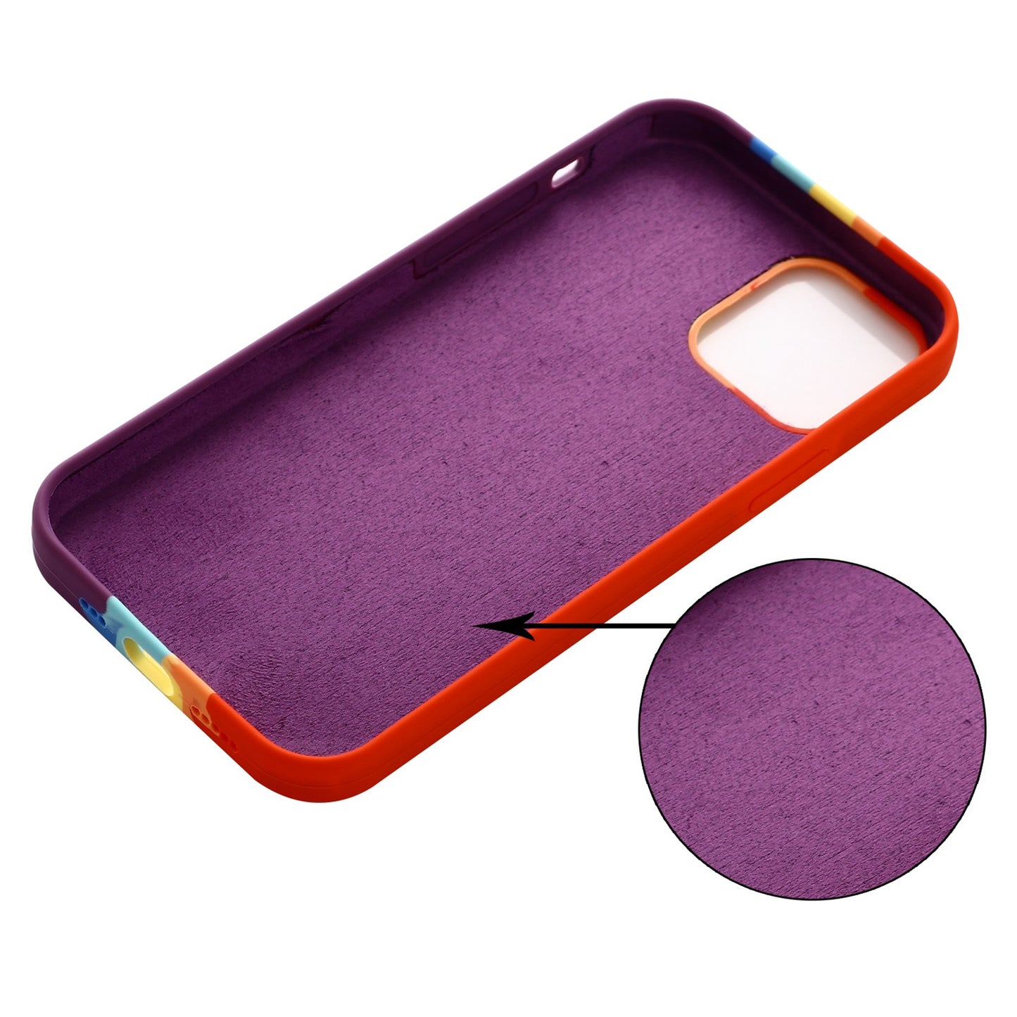 For iPhone 14 Plus 6.7 inch Rainbow Design Liquid Silicone Phone Back Cover Anti-scratch Anti-drop Case