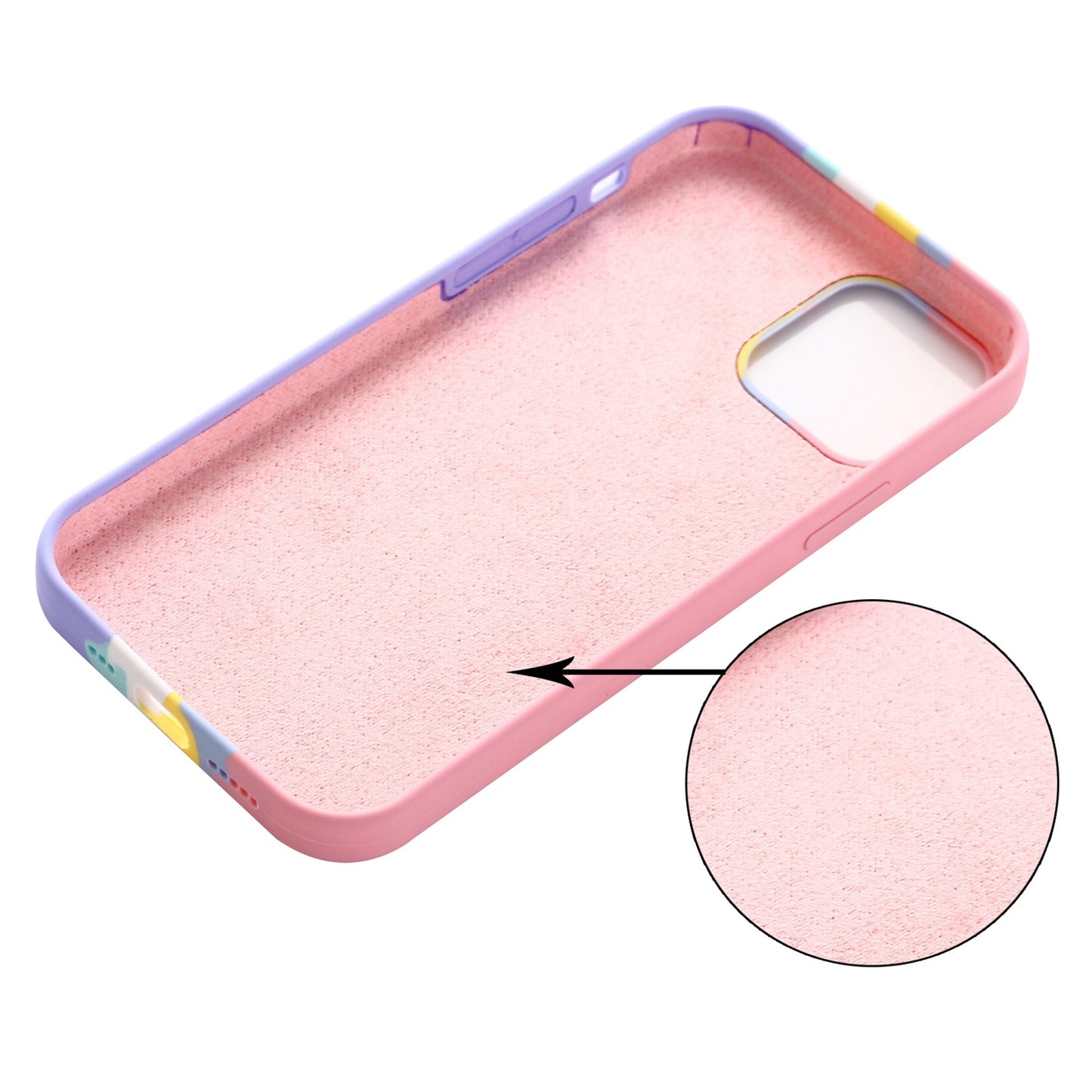 For iPhone 14 Plus 6.7 inch Rainbow Design Liquid Silicone Phone Back Cover Anti-scratch Anti-drop Case