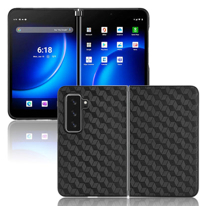 For Microsoft Surface Duo 2 PU Leather Coated PC Cover Rhombus Imprinted Anti-scratch Protective Phone Case