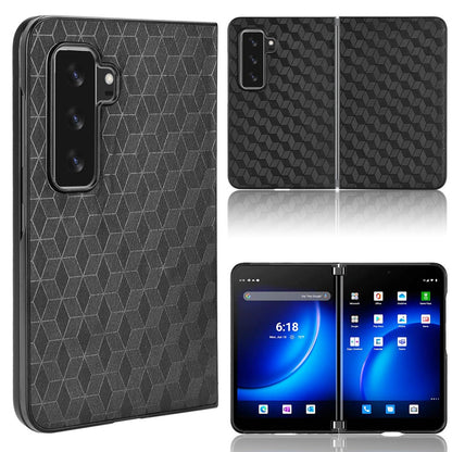 For Microsoft Surface Duo 2 PU Leather Coated PC Cover Rhombus Imprinted Anti-scratch Protective Phone Case