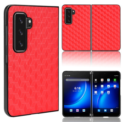 For Microsoft Surface Duo 2 PU Leather Coated PC Cover Rhombus Imprinted Anti-scratch Protective Phone Case