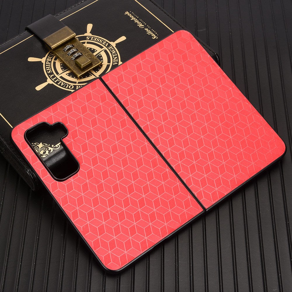 For Microsoft Surface Duo 2 PU Leather Coated PC Cover Rhombus Imprinted Anti-scratch Protective Phone Case