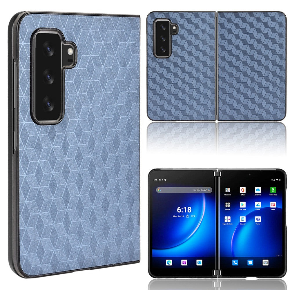 For Microsoft Surface Duo 2 PU Leather Coated PC Cover Rhombus Imprinted Anti-scratch Protective Phone Case