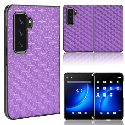 For Microsoft Surface Duo 2 PU Leather Coated PC Cover Rhombus Imprinted Anti-scratch Protective Phone Case