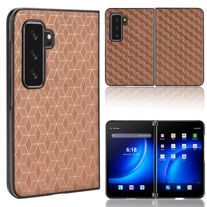 For Microsoft Surface Duo 2 PU Leather Coated PC Cover Rhombus Imprinted Anti-scratch Protective Phone Case