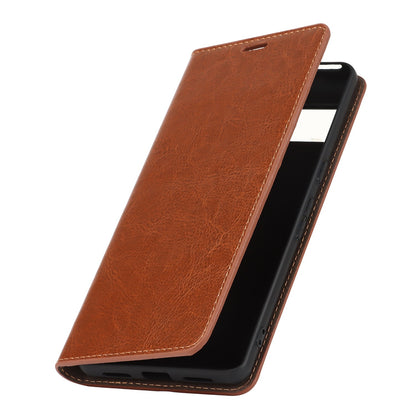 For Google Pixel 7 Pro Genuine Leather Flip Cover Crazy Horse Texture Wallet Stand Magnetic Absorption Anti-scratch Phone Cover