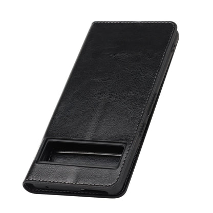 For Google Pixel 7 Pro Genuine Leather Flip Cover Crazy Horse Texture Wallet Stand Magnetic Absorption Anti-scratch Phone Cover