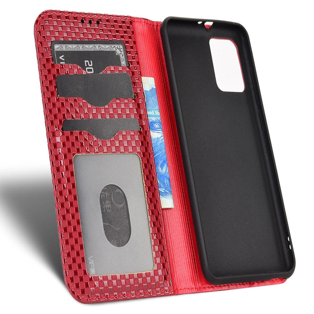 For Alcatel 1B (2022) / TCL 303 Grid Texture Folio Flip PU Leather Stand Case Magnetic Auto-absorbed Cell Phone Wallet Cover