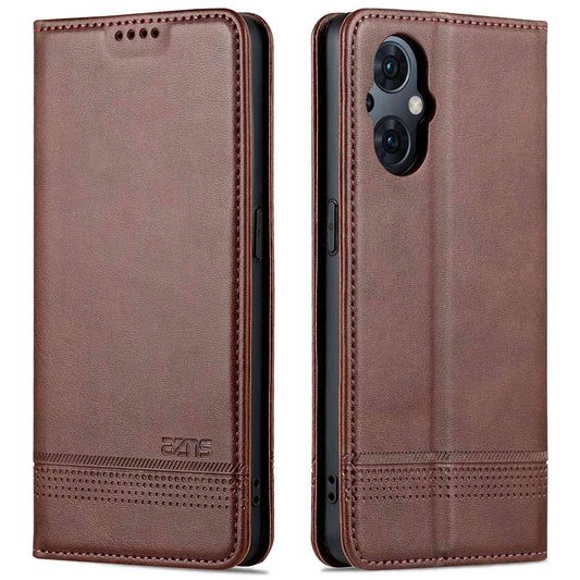 AZNS For Oppo Reno8 Lite 5G Magnetic Auto Closing PU Leather Viewing Stand Flip Cover Wallet Phone Case