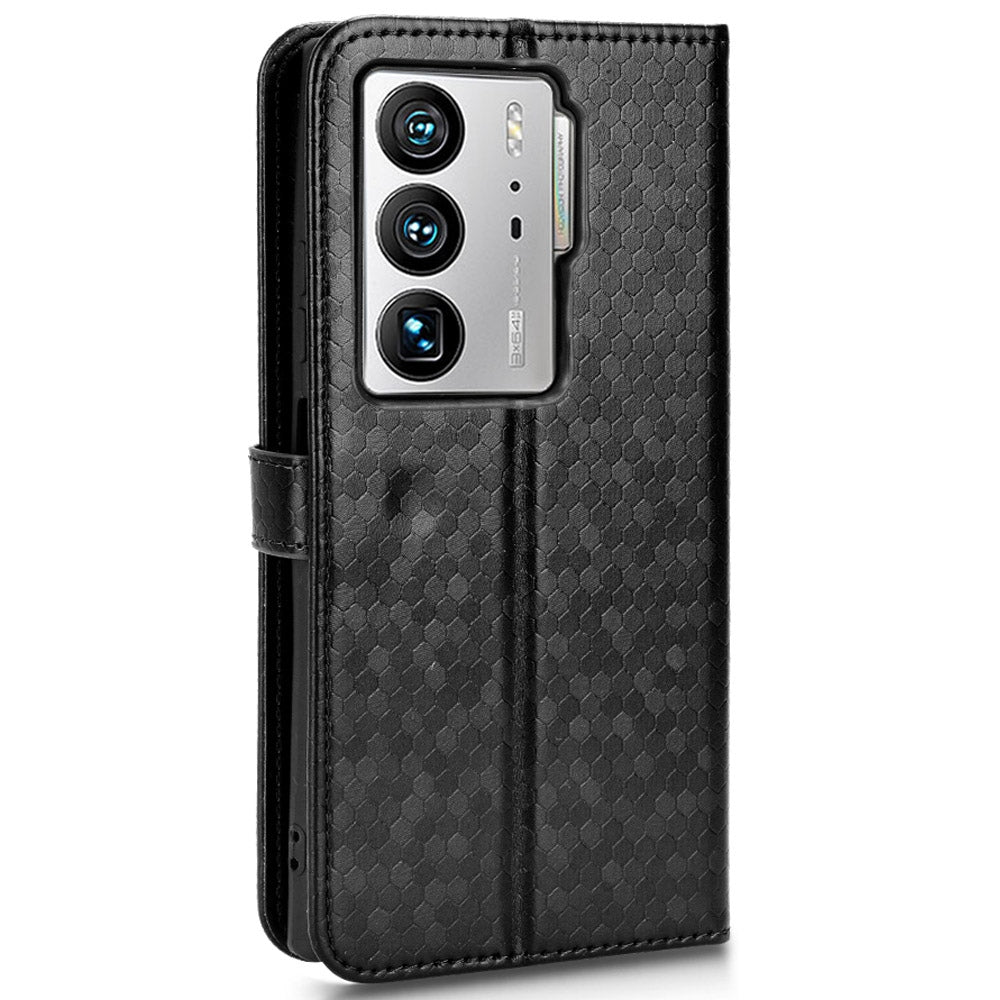 Anti-fingerprint Phone Case for ZTE Axon 40 Ultra 5G Dot Pattern Imprinted PU Leather Phone Case Wallet Stand Folio Flip Cover with Strap