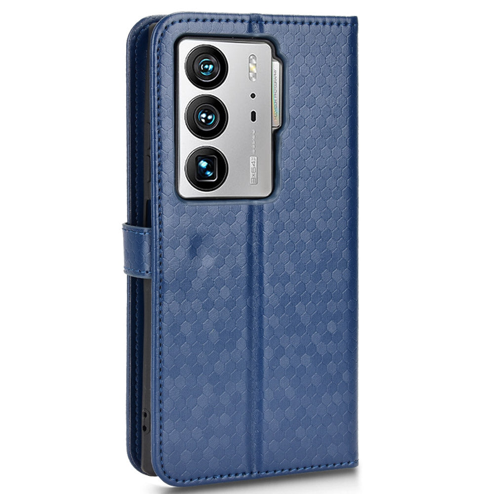 Anti-fingerprint Phone Case for ZTE Axon 40 Ultra 5G Dot Pattern Imprinted PU Leather Phone Case Wallet Stand Folio Flip Cover with Strap