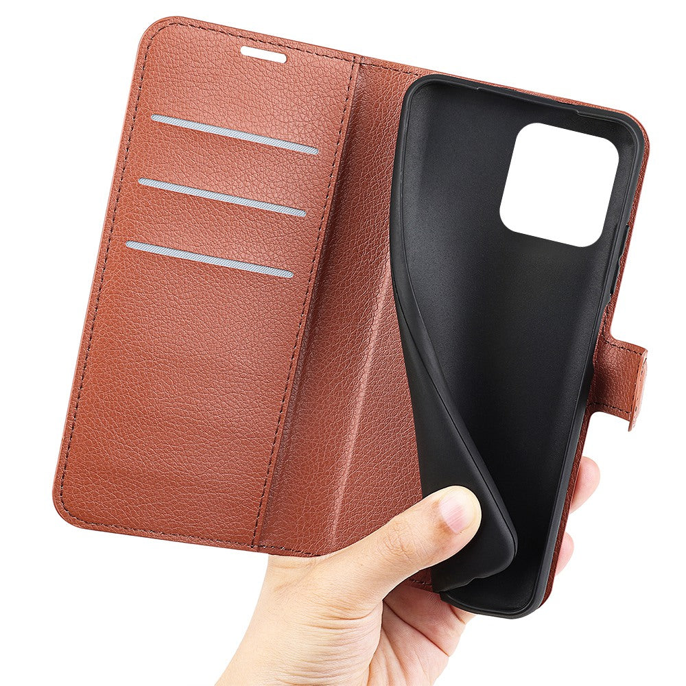 For Wiko T50 4G Litchi Texture Magnetic Clasp PU Leather Stand Phone Case Anti-scratch Wallet Protective Cover