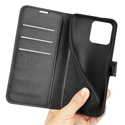 For Wiko T50 4G Litchi Texture Magnetic Clasp PU Leather Stand Phone Case Anti-scratch Wallet Protective Cover