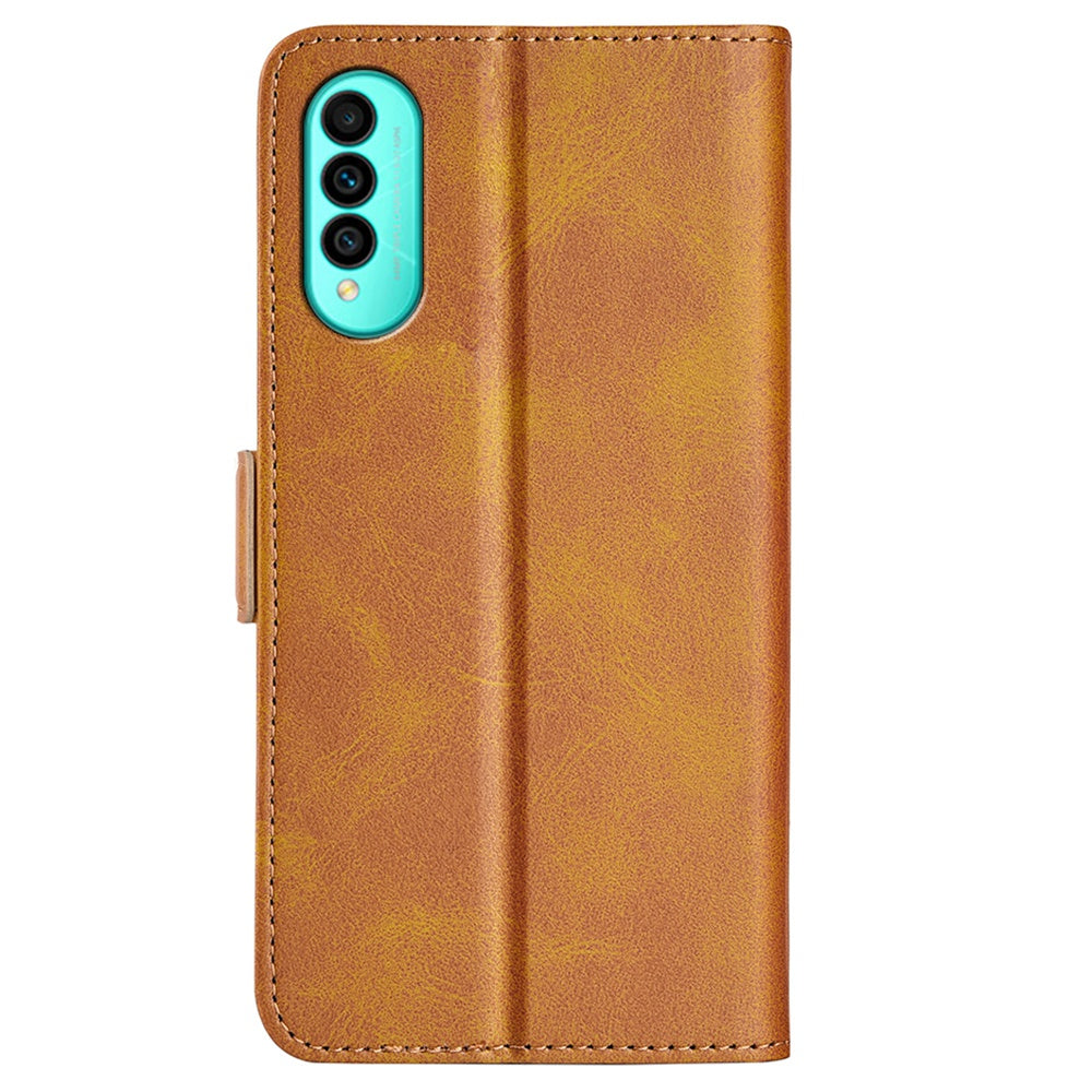 For Wiko T50 4G Double Magnetic Clasp Phone Case Shockproof Textured PU Leather TPU Wallet Stand Cover