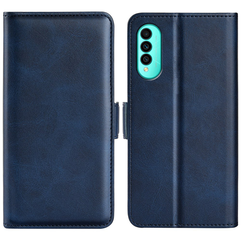 For Wiko T50 4G Double Magnetic Clasp Phone Case Shockproof Textured PU Leather TPU Wallet Stand Cover