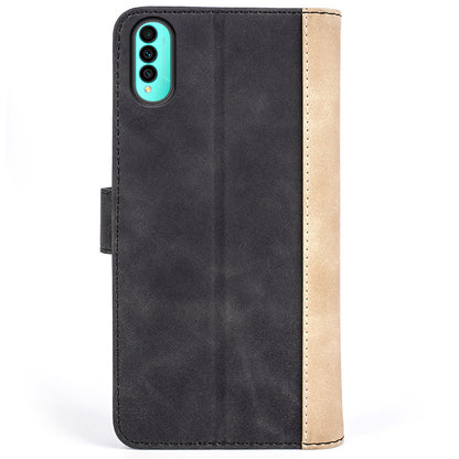 For Wiko T50 4G Color Splicing Phone Flip Leather Wallet Case Stand Scratch-resistant Cellphone Protective Cover