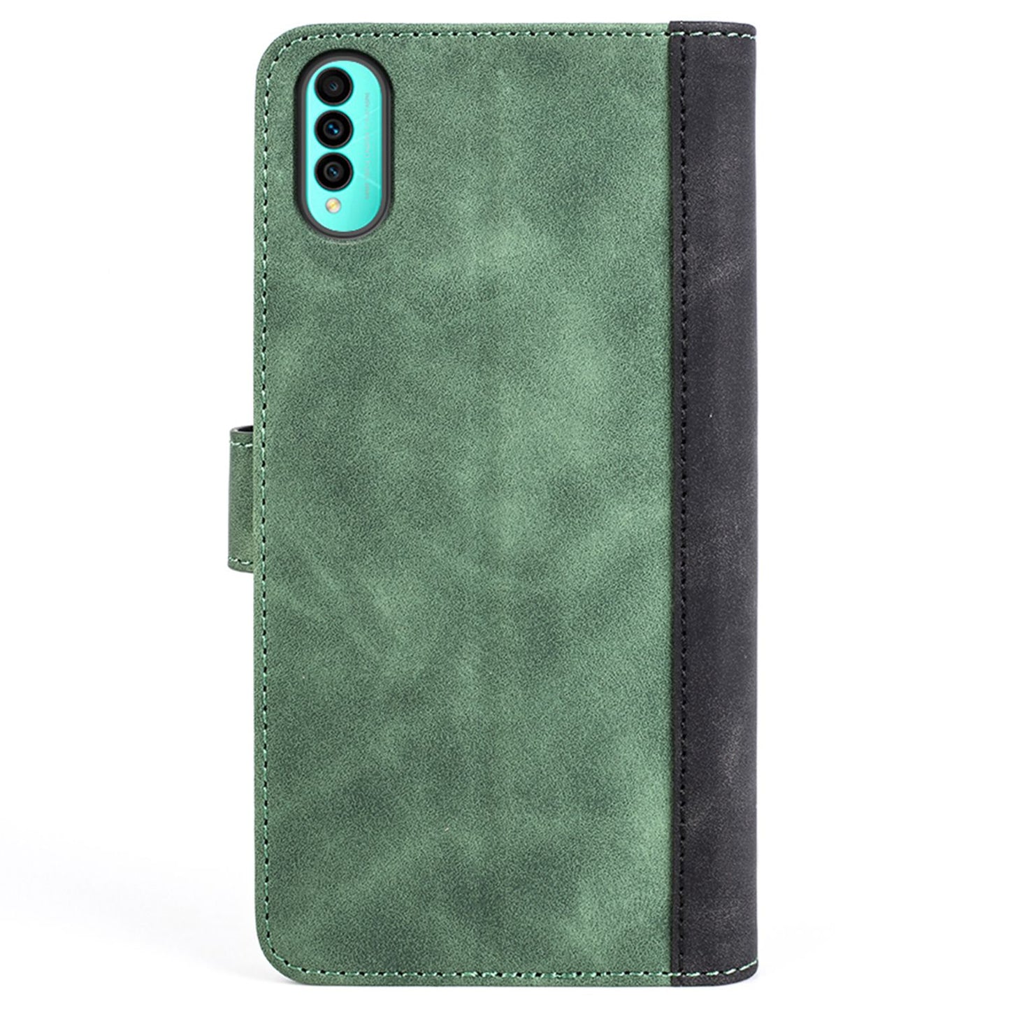 For Wiko T50 4G Color Splicing Phone Flip Leather Wallet Case Stand Scratch-resistant Cellphone Protective Cover