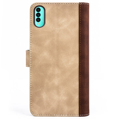 For Wiko T50 4G Color Splicing Phone Flip Leather Wallet Case Stand Scratch-resistant Cellphone Protective Cover