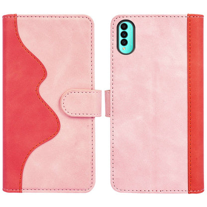 For Wiko T50 4G Color Splicing Phone Flip Leather Wallet Case Stand Scratch-resistant Cellphone Protective Cover