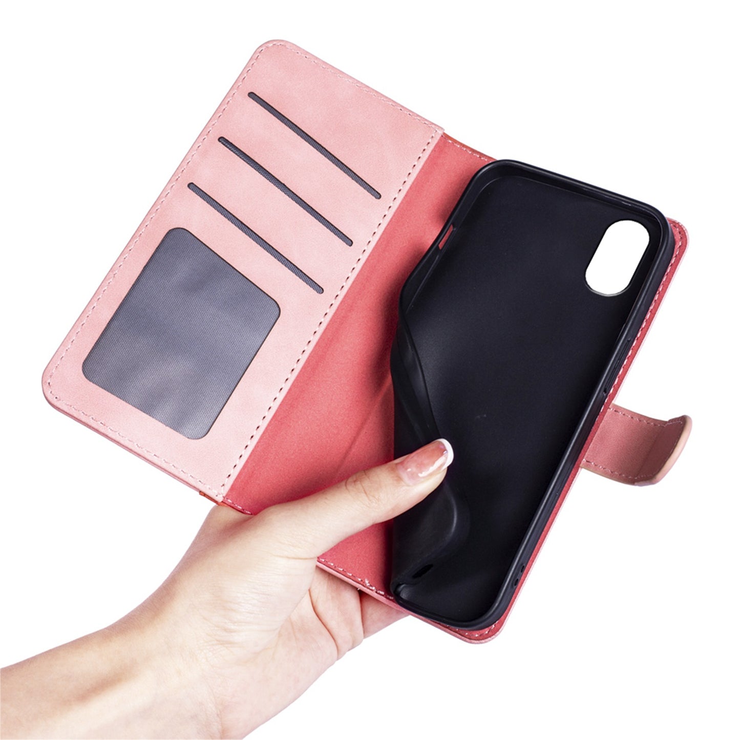 For Wiko T50 4G Color Splicing Phone Flip Leather Wallet Case Stand Scratch-resistant Cellphone Protective Cover