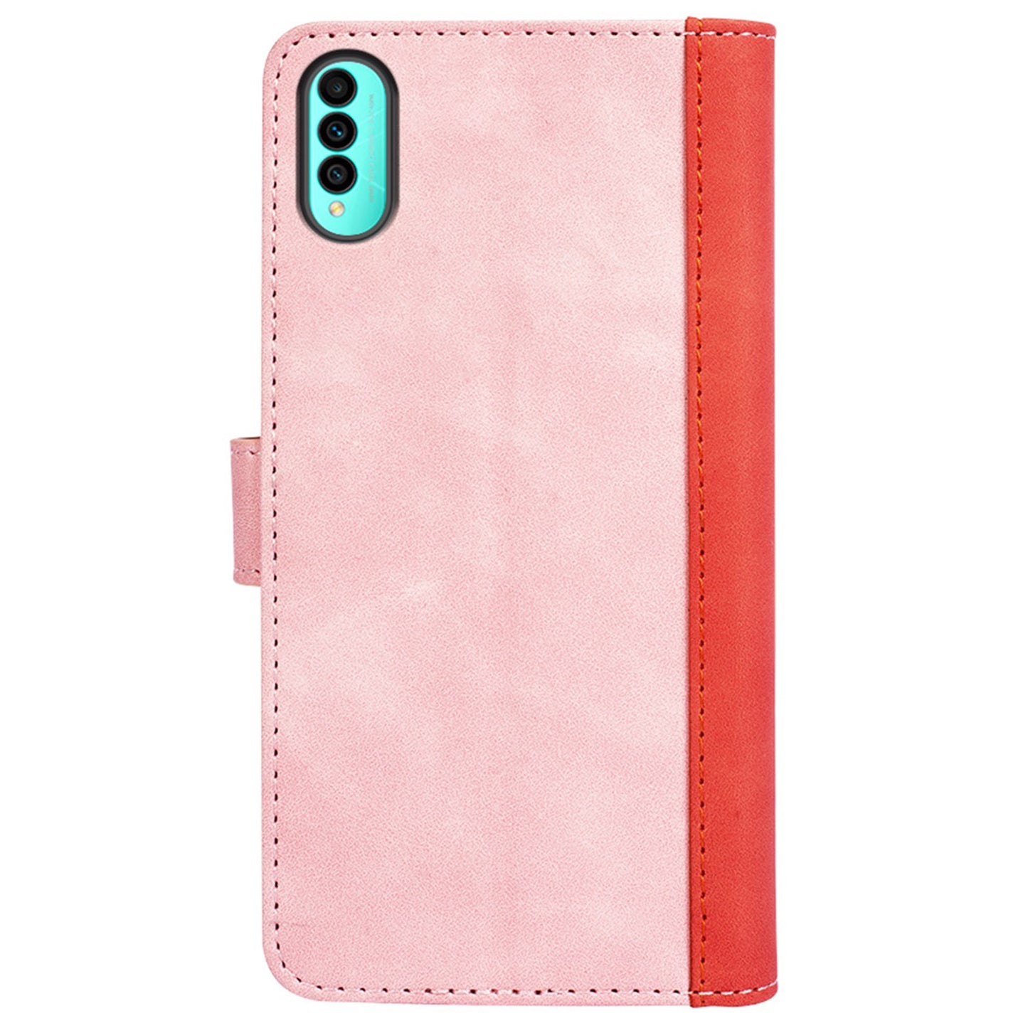 For Wiko T50 4G Color Splicing Phone Flip Leather Wallet Case Stand Scratch-resistant Cellphone Protective Cover