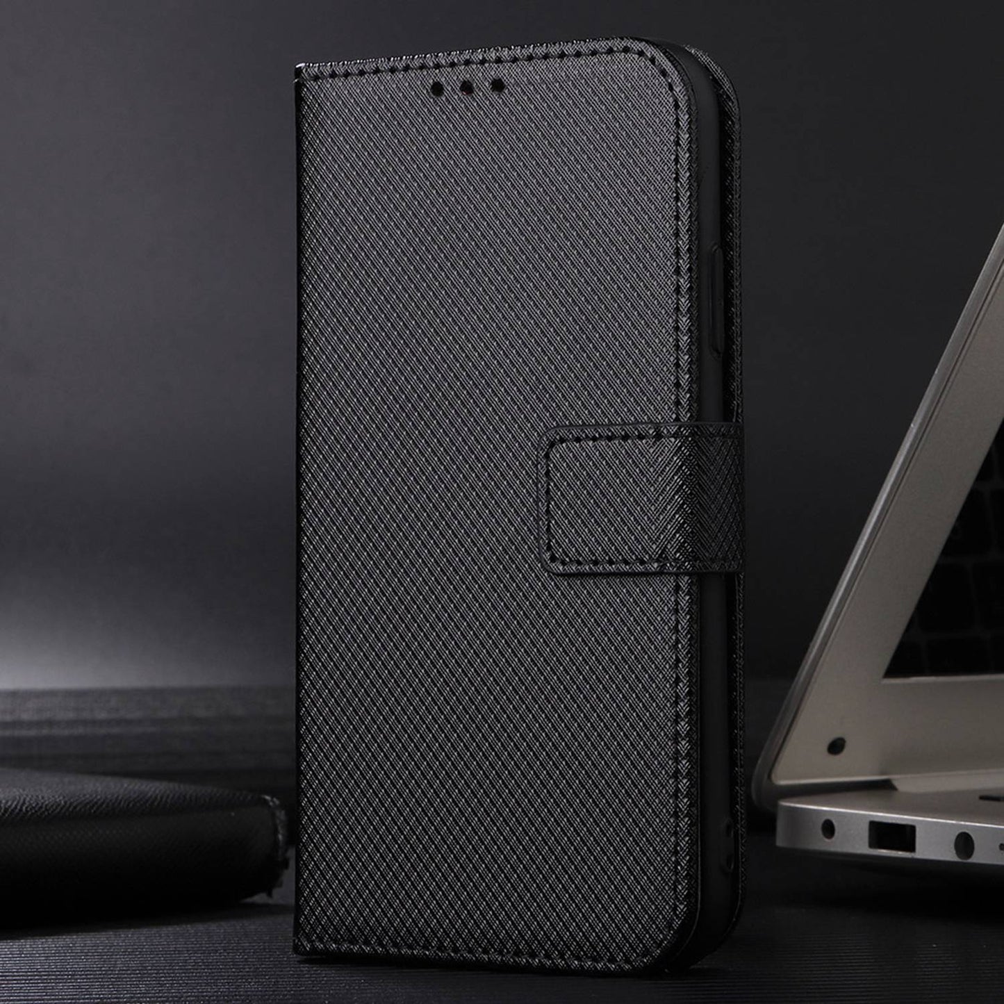 For HTC Desire 22 Pro 5G Drop-proof Phone Flip Wallet Case Non-slip Grip Diamond Texture PU Leather Cover Stand Card Holder with Wrist Strap