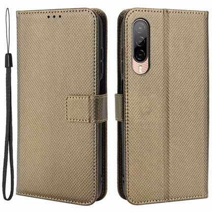 For HTC Desire 22 Pro 5G Drop-proof Phone Flip Wallet Case Non-slip Grip Diamond Texture PU Leather Cover Stand Card Holder with Wrist Strap