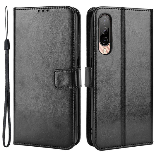 For HTC Desire 22 Pro 5G Cell Phone Wallet Case Crazy Horse Texture PU Leather+TPU Stand Cover Protective Shell