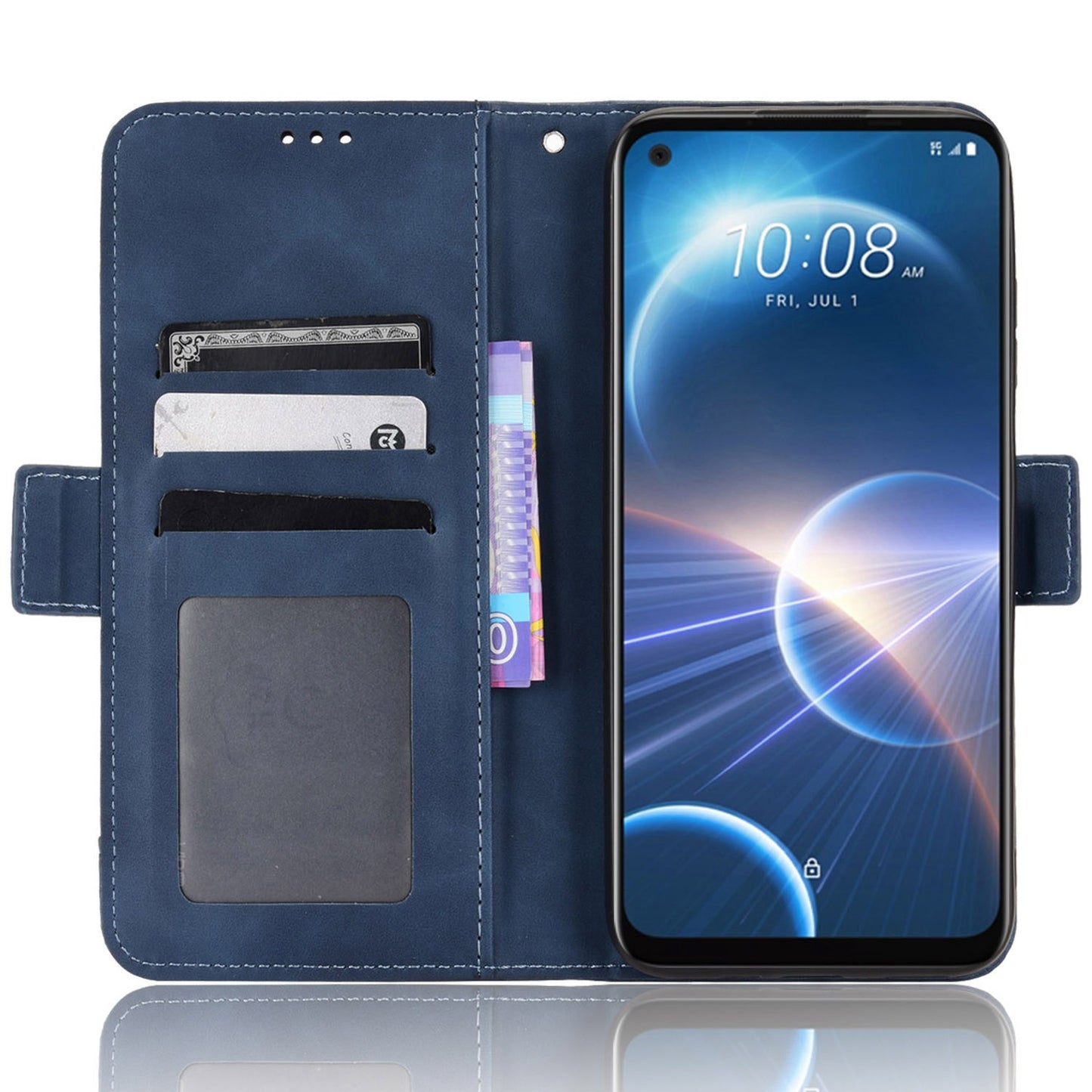 For HTC Desire 22 Pro 5G Bump Proof PU Leather Flip Wallet Case Multiple Card Slots Stand Magnetic Mobile Phone Cover