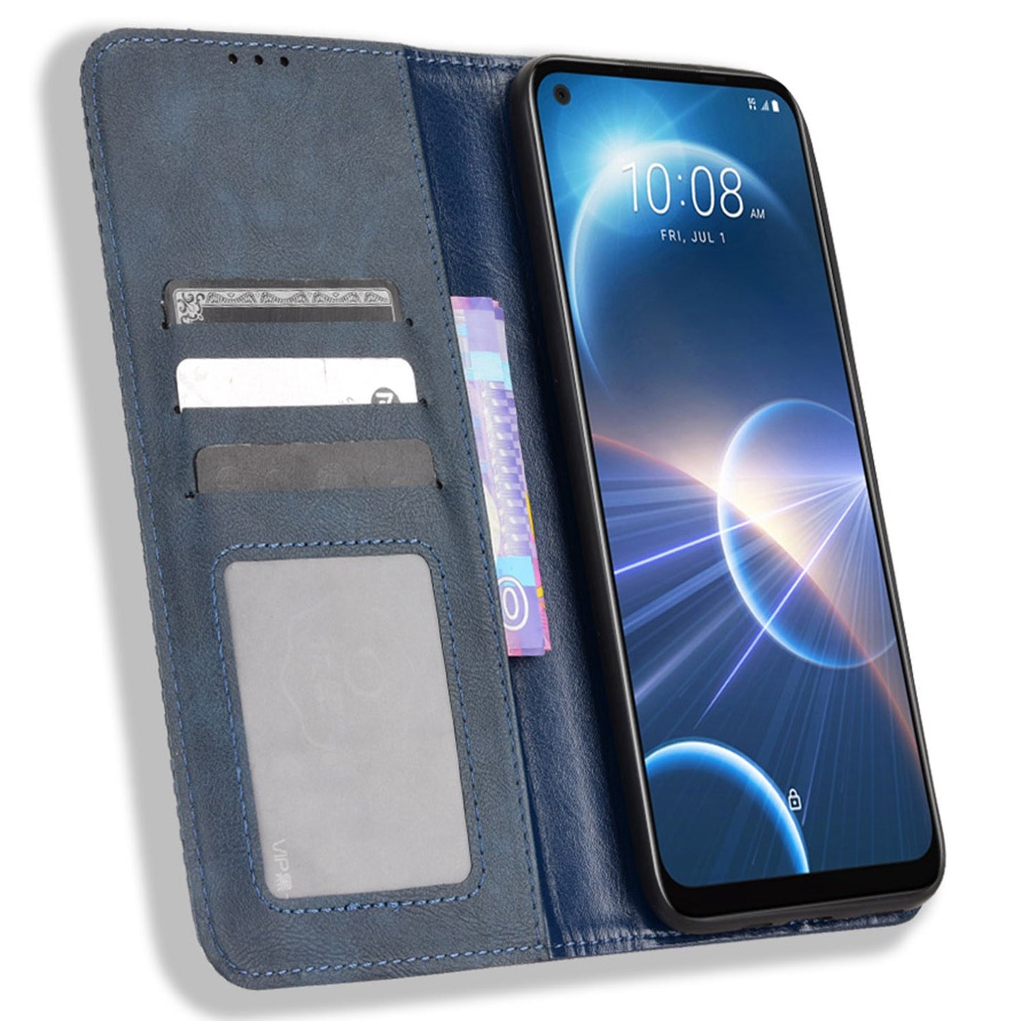 For HTC Desire 22 Pro 5G Auto Closing Magnetic Retro PU Leather Wallet Design Case Stand Function Phone Shell Cover