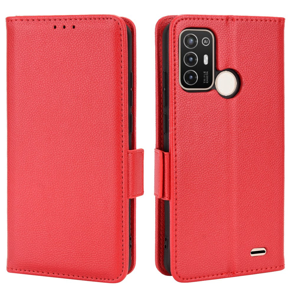 For ZTE Blade A52 Fall Proof Cell Phone Case Magnetic Wallet Stand PU Leather Litchi Texture Shell