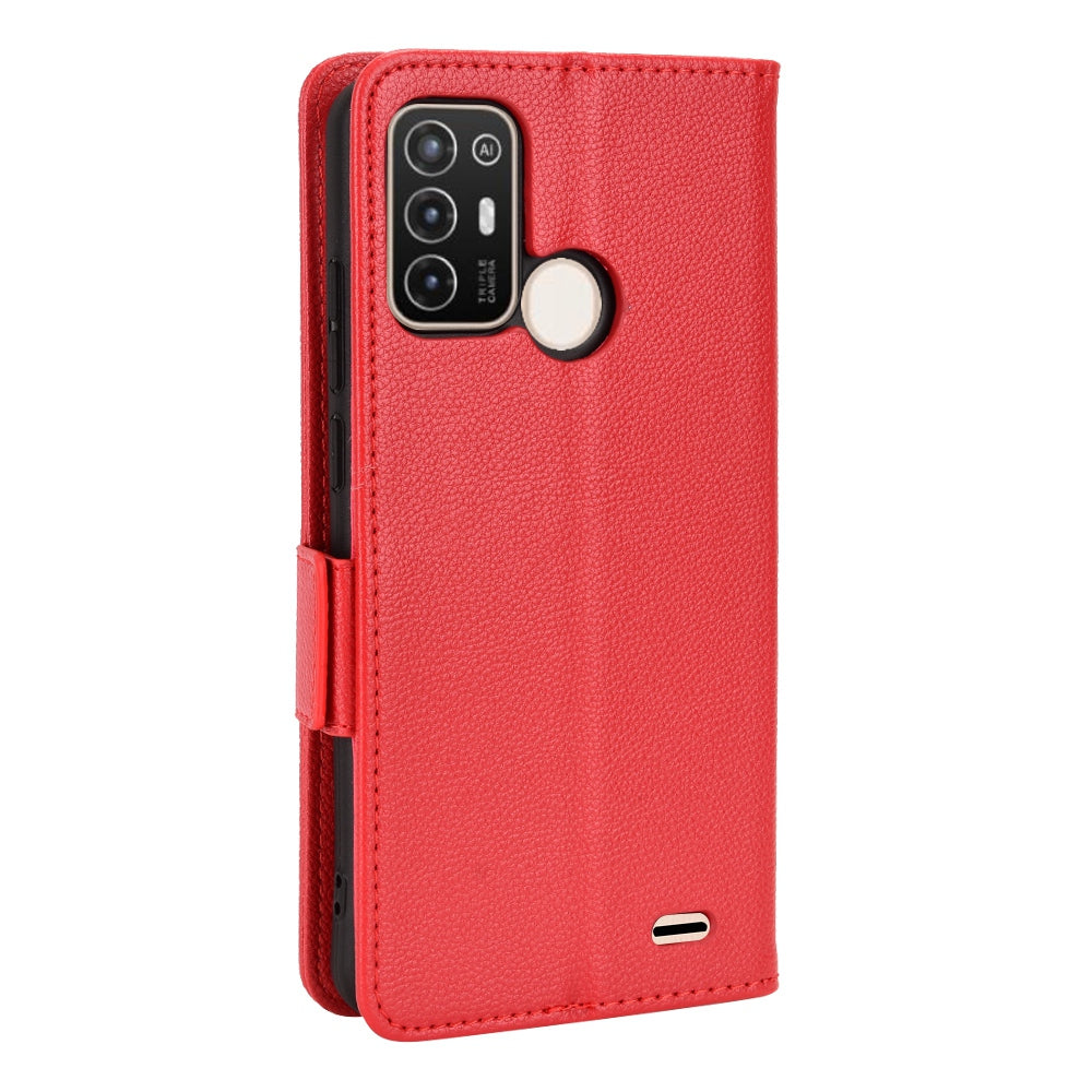 For ZTE Blade A52 Fall Proof Cell Phone Case Magnetic Wallet Stand PU Leather Litchi Texture Shell