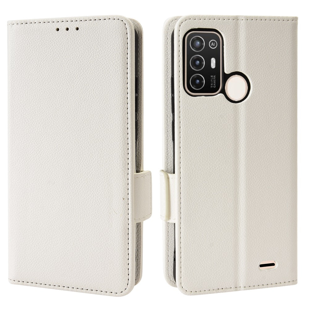 For ZTE Blade A52 Fall Proof Cell Phone Case Magnetic Wallet Stand PU Leather Litchi Texture Shell