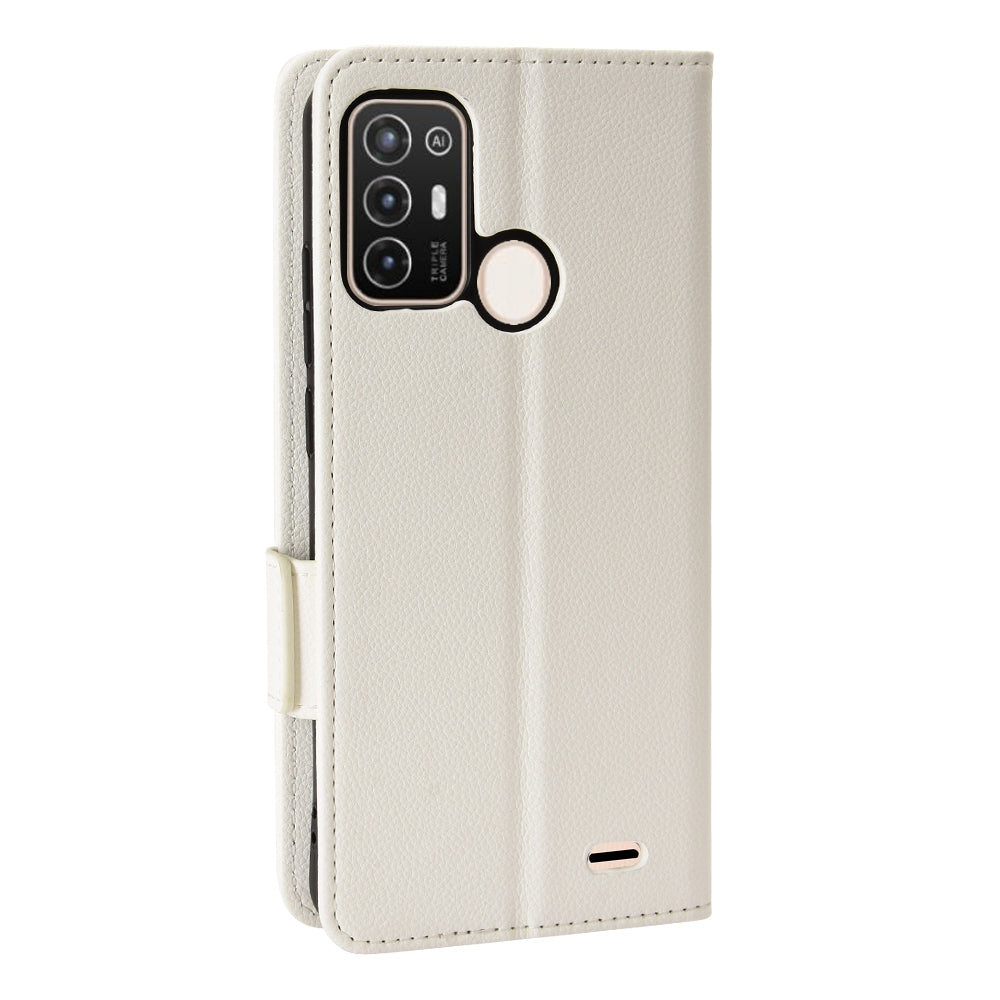 For ZTE Blade A52 Fall Proof Cell Phone Case Magnetic Wallet Stand PU Leather Litchi Texture Shell