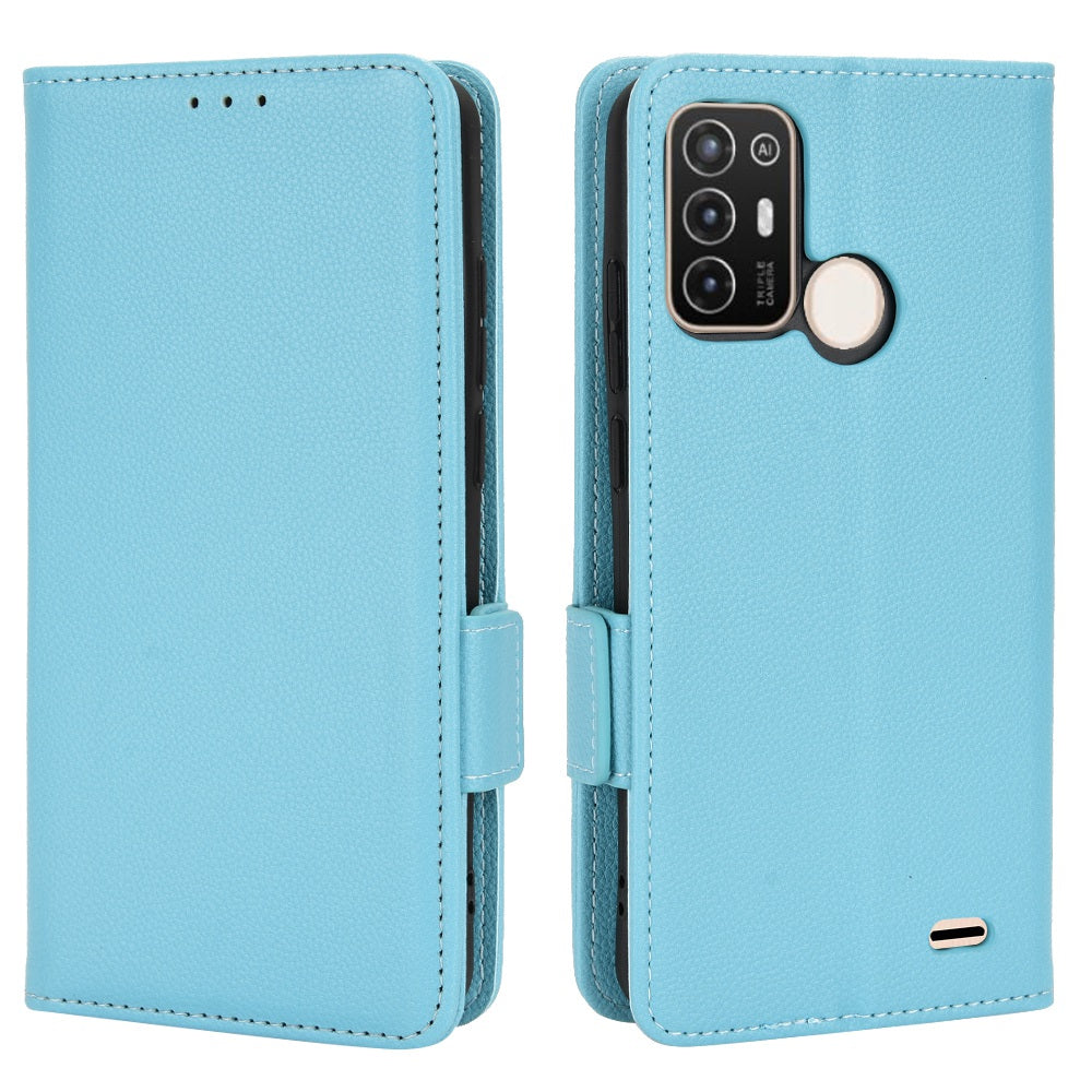 For ZTE Blade A52 Fall Proof Cell Phone Case Magnetic Wallet Stand PU Leather Litchi Texture Shell