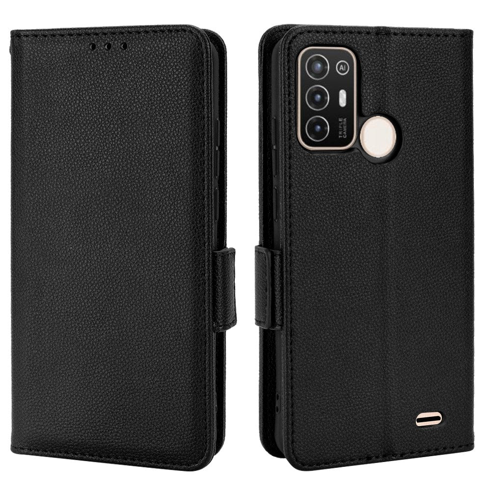 For ZTE Blade A52 Fall Proof Cell Phone Case Magnetic Wallet Stand PU Leather Litchi Texture Shell