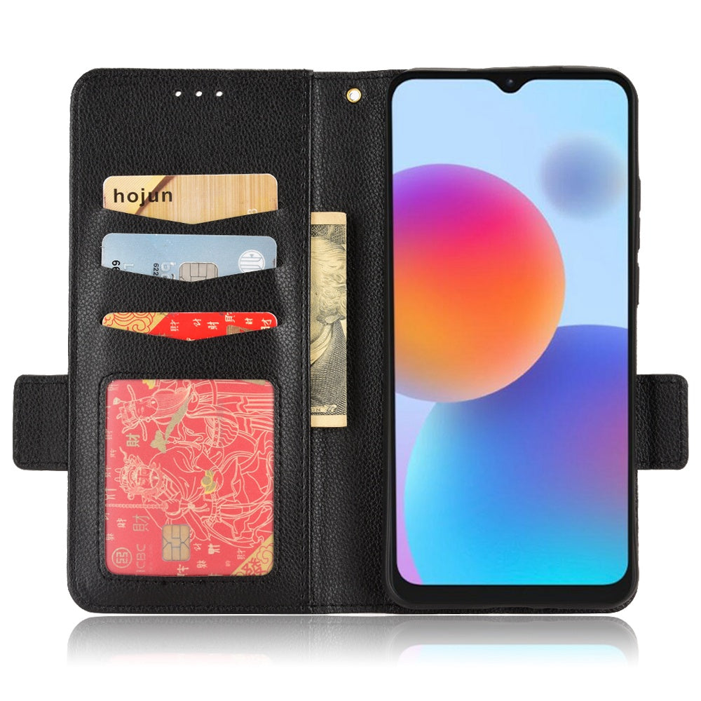 For ZTE Blade A52 Fall Proof Cell Phone Case Magnetic Wallet Stand PU Leather Litchi Texture Shell