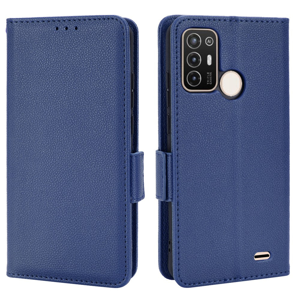 For ZTE Blade A52 Fall Proof Cell Phone Case Magnetic Wallet Stand PU Leather Litchi Texture Shell