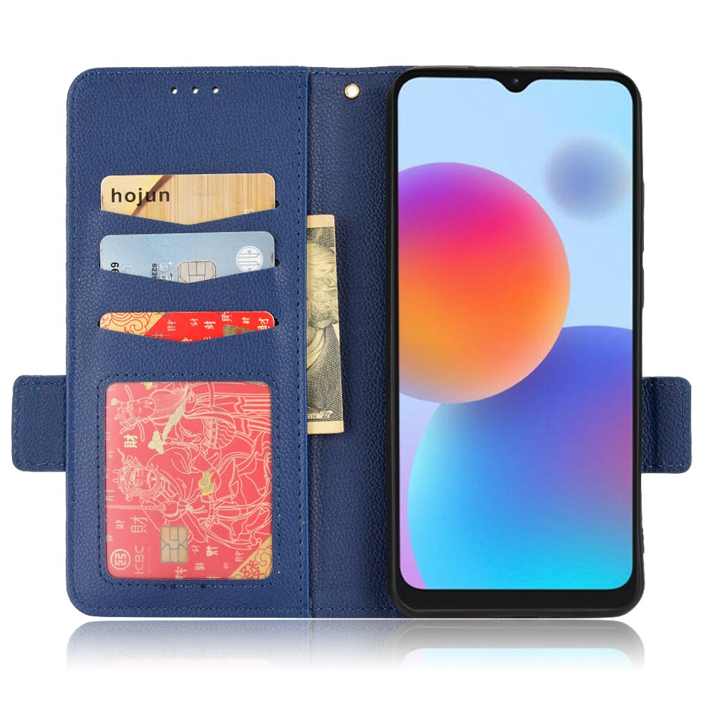 For ZTE Blade A52 Fall Proof Cell Phone Case Magnetic Wallet Stand PU Leather Litchi Texture Shell