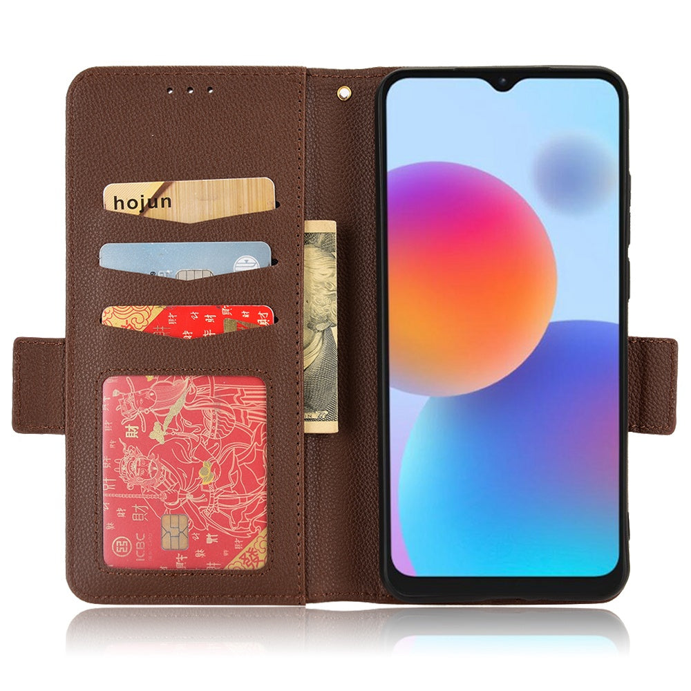 For ZTE Blade A52 Fall Proof Cell Phone Case Magnetic Wallet Stand PU Leather Litchi Texture Shell