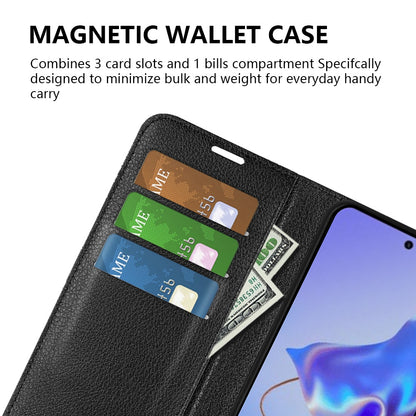 For ZTE Blade V40 Pro Shockproof Litchi Texture Folio Flip Phone Case PU Leather TPU Wallet Stand Cover