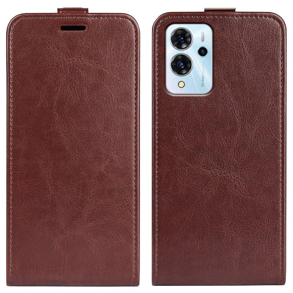 For ZTE Blade V40 Pro Vertical Flip Card Holder Crazy Horse Texture Phone Case Wear-resistant PU Leather TPU Well-protected Cover