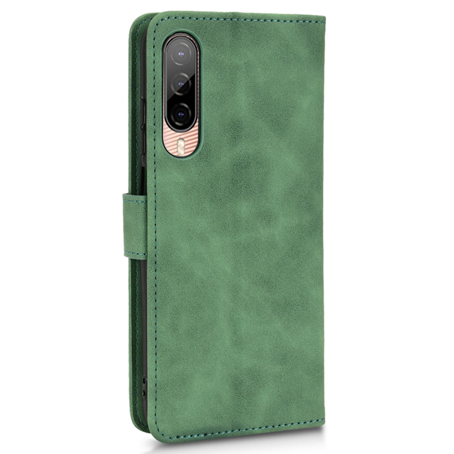 For HTC Desire 22 Pro 5G Drop-proof PU Leather Folio Flip Case Skin-touch Feeling Stand Wallet Phone Cover with Strap