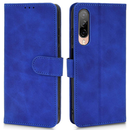 For HTC Desire 22 Pro 5G Drop-proof PU Leather Folio Flip Case Skin-touch Feeling Stand Wallet Phone Cover with Strap