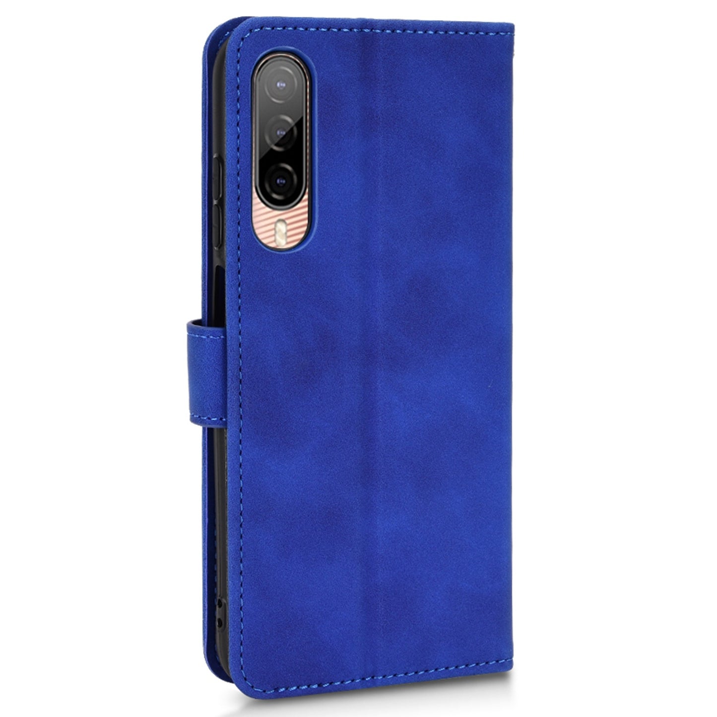 For HTC Desire 22 Pro 5G Drop-proof PU Leather Folio Flip Case Skin-touch Feeling Stand Wallet Phone Cover with Strap