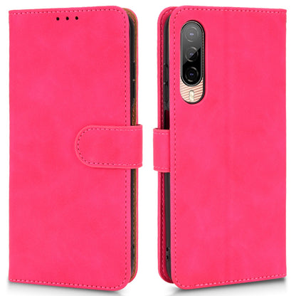 For HTC Desire 22 Pro 5G Drop-proof PU Leather Folio Flip Case Skin-touch Feeling Stand Wallet Phone Cover with Strap