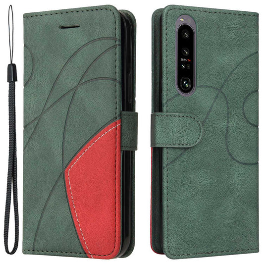 For Sony Xperia 1 IV 5G KT Leather Series-1 Dual-color Splicing Case PU Leather Handbag Stand Wallet Shockproof Flip Cover with Strap