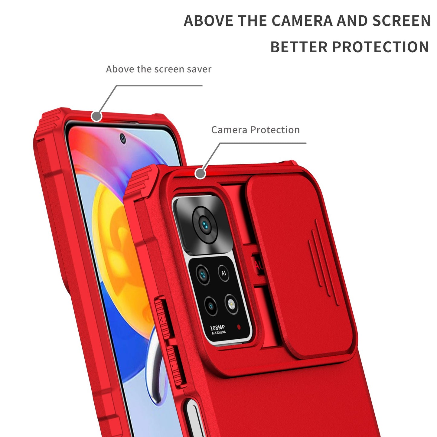 For Xiaomi Redmi Note 11 Pro 5G (Qualcomm) / Note 11 Pro 4G (MediaTek), Hands-free Kickstand PC + TPU Back Cover Slide Camera Protection Anti-scratch Phone Case